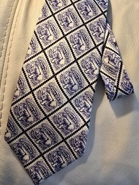 Museum Artifacts Men's 3 Cent US Pictorial Locomotive Stamp Silk Necktie